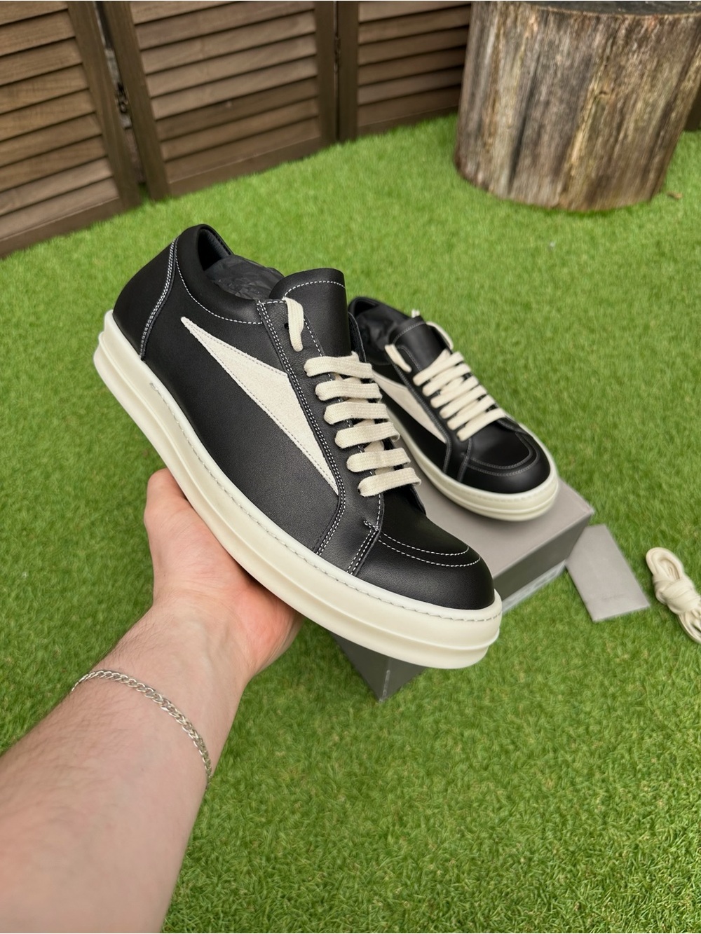 Rick Owens Vintage Leather Sneaker “Black Milk”